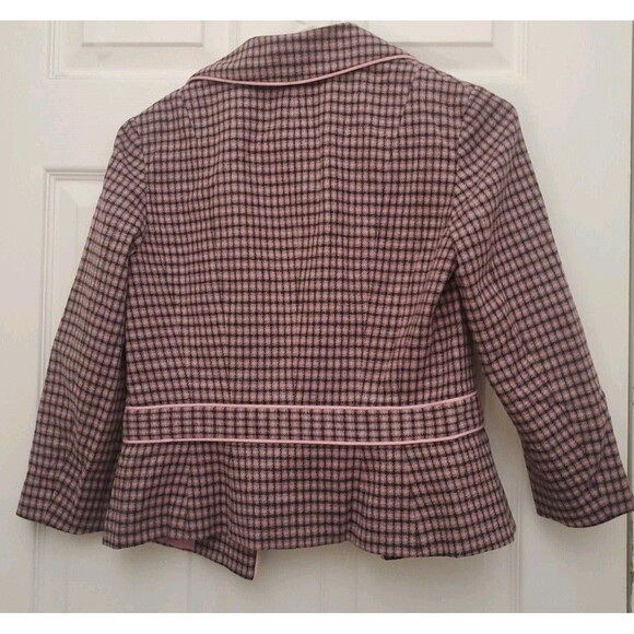 Vintage Set of Two Cute Halogen Womens Jackets Wool Plaid Blue Pink Size XS Warm - Picture 7 of 13